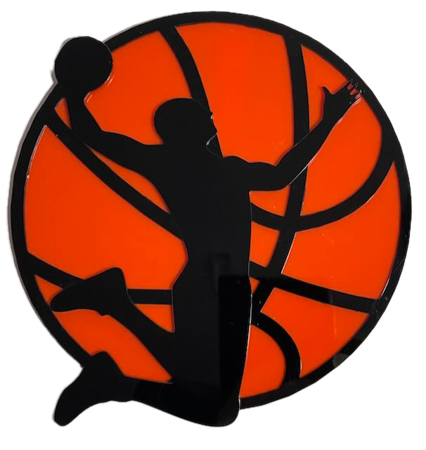 Create your own basketball-themed wall art using a laser cutter. Design and cut the silhouette of a player dunking against a basketball backdrop from acrylic sheets. This project combines your love for basketball with functional item art, perfect for any sports enthusiast.