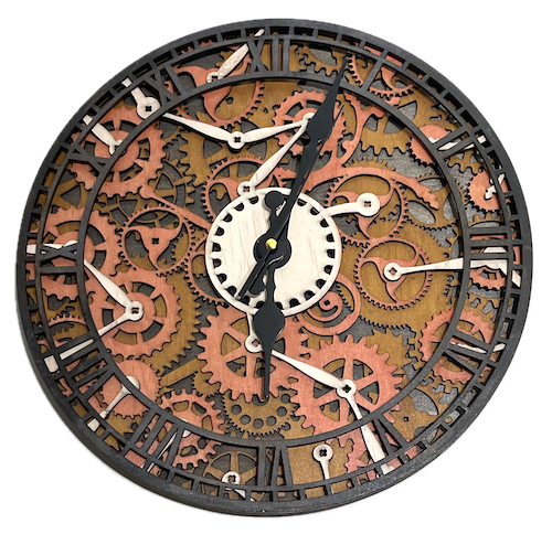 Steampunk Marvel Clock Laser Cutting Project - This intricate steampunk-inspired laser-cut clock, featuring detailed gears and Roman numerals, will be a talking point. Perfect for both decor and functional item use, this design offers a rewarding challenge for laser cutting enthusiasts. Its vintage aesthetic and mechanical charm make it a standout piece that adds sophistication to any room.