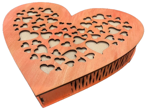 Heartfelt Layers of Love Laser Cutting Project - This beautiful heart-shaped box, adorned with intricate cut-out hearts, is a delightful laser-cutting project for Valentine's Day, anniversaries, or simply to show someone you care. Crafted from multiple wooden layers, this design is perfect for laser-cutting enthusiasts. Download the design files and follow the tips to create a unique keepsake box that can be kept or gifted to loved ones.