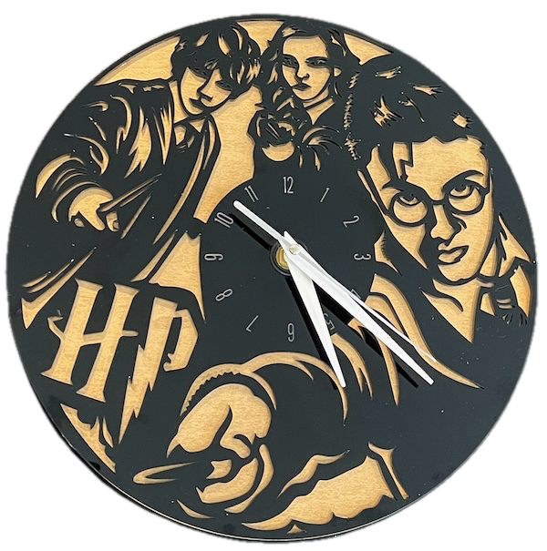 Wizard Time Magical Clock Laser Cutting Project - Create your magical clock by cutting the iconic characters from the Harry Potter wizarding movies onto acrylic sheets. Assemble the pieces with a clock mechanism to bring a touch of enchantment to your space. Perfect for young wizards.