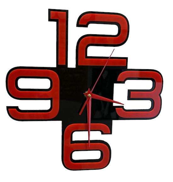 Big and Bold Clock Laser Cutting Project - Decorate your wall with this modern wall clock made from high-quality acrylic. Featuring a unique and artistic design with bold, oversized numbers, it’s a simple and stylish clock to make. This statement piece combines functional itemity with contemporary flair, enhancing your decor effortlessly.